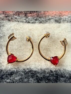Kate Spade Lovestruck Heart and Arrow Hoop Earrings
